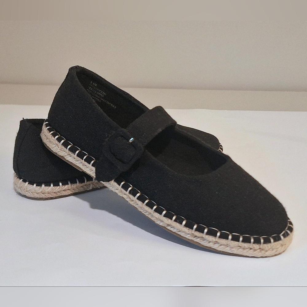 Haute Hippie Cecily Mary Jane Espadrille Shoes Black Canvas Sz 8.5 Boho Festival